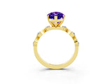 Yellow gold Marquise Cut Tanzanite Solitaire Twisted Band with Round  Accents and Prong Setting_15