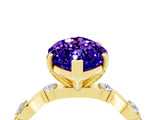 Yellow gold Marquise Cut Tanzanite Solitaire Twisted Band with Round  Accents and Prong Setting_16