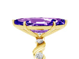 Yellow gold Marquise Cut Tanzanite Solitaire Twisted Band with Round  Accents and Prong Setting_17