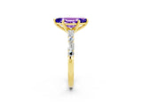 Yellow gold Marquise Cut Tanzanite Solitaire with Side Baguettes and Channel Set Band_2