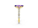 Yellow gold Marquise Cut Tanzanite Solitaire with Side Stones, Pave Band, Four-Prong Setting_38