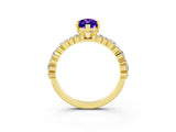 Yellow gold Marquise Cut Tanzanite Solitaire with Side Stones, Pave Band, Four-Prong Setting_39