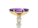 Yellow gold Marquise Cut Tanzanite Solitaire with Side Stones, Pave Band, Four-Prong Setting_41