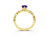 Yellow gold Marquise Cut Tanzanite Solitaire with Side Stones on a Pavé Band and Four-Prong Setting_3