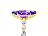 Yellow gold Marquise Cut Tanzanite Solitaire with Side Stones on a Pavé Band and Four-Prong Setting_5