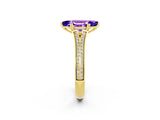 Yellow gold Marquise Cut Tanzanite Split Shank Engagement Ring with Pavé Band_2