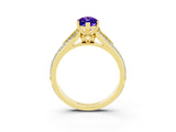 Yellow gold Marquise Cut Tanzanite Split Shank Engagement Ring with Pavé Band_3
