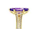 Yellow gold Marquise Cut Tanzanite Split Shank Engagement Ring with Pavé Band_5