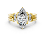Yellow gold Marquise Cut Three-Stone Channel Set Ring with Bar Prongs_77