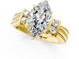 Yellow gold Marquise Cut Three-Stone Channel Set Ring with Bar Prongs_78