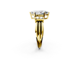 Yellow gold Marquise Cut Three-Stone Channel Set Ring with Bar Prongs_79