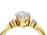 Yellow gold Marquise Cut Three-Stone Channel Set Ring with Bar Prongs_81