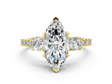 Yellow gold Marquise Cut Three-Stone Diamond Pavé Band with Prong Setting_21