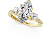 Yellow gold Marquise Cut Three-Stone Diamond Pavé Band with Prong Setting_22