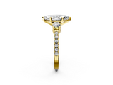 Yellow gold Marquise Cut Three-Stone Diamond Pavé Band with Prong Setting_23