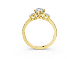 Yellow gold Marquise Cut Three-Stone Diamond Pavé Band with Prong Setting_24
