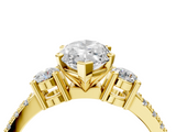Yellow gold Marquise Cut Three-Stone Diamond Pavé Band with Prong Setting_25