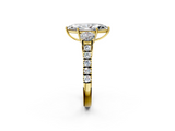 Yellow gold Marquise Cut Three-Stone Diamond Pave Band with Prong Setting_93