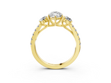 Yellow gold Marquise Cut Three-Stone Diamond Pave Band with Prong Setting_94