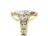 Yellow gold Marquise Cut Three-Stone Diamond Pave Band with Prong Setting_96