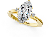 Yellow gold Marquise Cut Three-Stone Solitaire Ring with Round Accent Diamonds and Four-Prong Setting_32