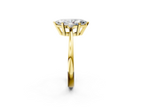 Yellow gold Marquise Cut Three-Stone Solitaire Ring with Round Accent Diamonds and Four-Prong Setting_33