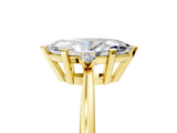 Yellow gold Marquise Cut Three-Stone Solitaire Ring with Round Accent Diamonds and Four-Prong Setting_36