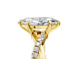 Yellow gold Marquise Cut Twist Band Solitaire Diamond Ring with Pavé Setting_20