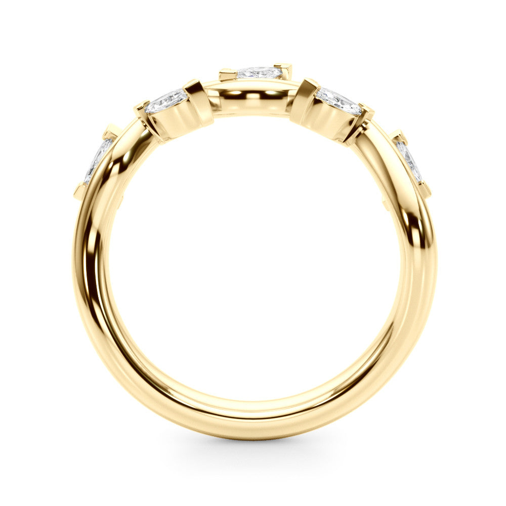 Yellow gold Marquise Cut Twisted Band with Prong Setting 1