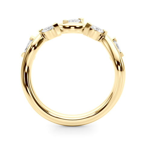 Yellow gold Marquise Cut Twisted Band with Prong Setting 1