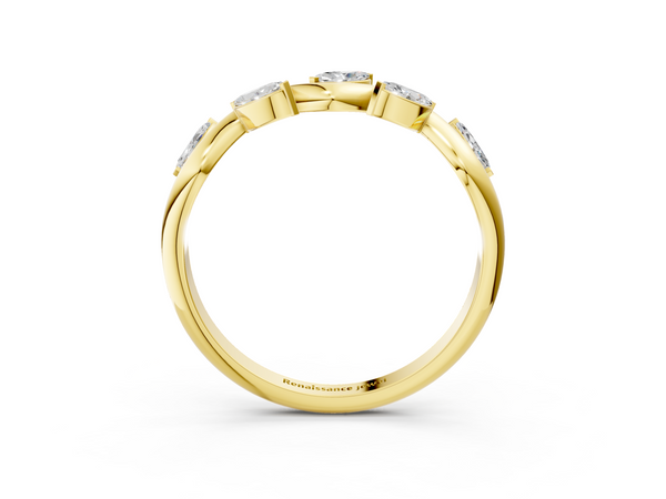 Yellow gold Marquise Diamond Twisted Band with Prong Setting
