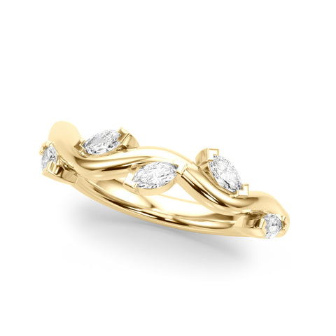 Yellow gold Marquise Cut Twisted Band with Prong Setting
