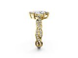 Yellow gold Marquise Cut Twisted Pavé Band Solitaire Ring with Four-Prong Setting_116