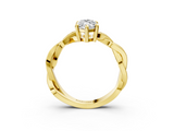 Yellow gold Marquise Cut Twisted Pavé Band Solitaire Ring with Four-Prong Setting_117