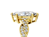 Yellow gold Marquise Cut Twisted Pavé Band Solitaire Ring with Four-Prong Setting_119