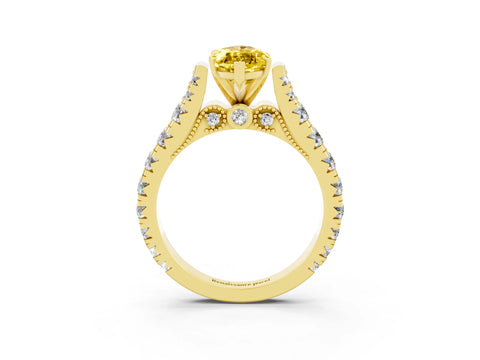 Yellow gold Marquise Cut Yellow Sapphire Classic Solitaire Ring with Pavé Band and Four-Prong Setting_15
