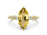 Yellow gold Marquise Cut Yellow Sapphire Cluster Side Stone Solitaire Ring with Prong Setting_48