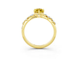 Yellow gold Marquise Cut Yellow Sapphire Cluster Side Stone Solitaire Ring with Prong Setting_51
