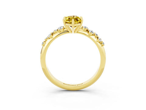 Yellow gold Marquise Cut Yellow Sapphire Cluster Side Stone Solitaire Ring with Prong Setting_51
