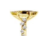 Yellow gold Marquise Cut Yellow Sapphire Cluster Side Stone Solitaire Ring with Prong Setting_53