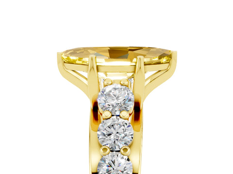 Yellow gold Marquise Cut Yellow Sapphire Engagement Ring with Pavé Band and Four-Prong Setting_5