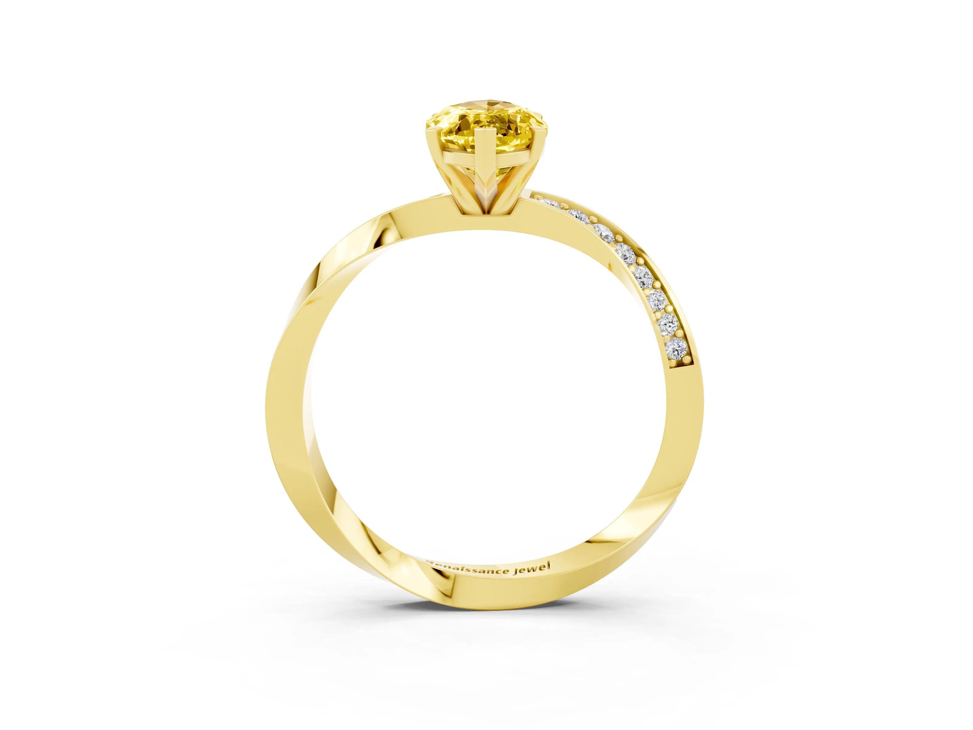 Yellow gold Marquise Cut Yellow Sapphire Engagement Ring with Side Stone Accents and Four-Prong Setting_54