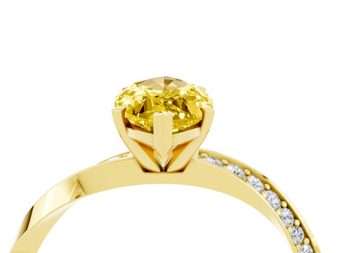 Yellow gold Marquise Cut Yellow Sapphire Engagement Ring with Side Stone Accents and Four-Prong Setting_55