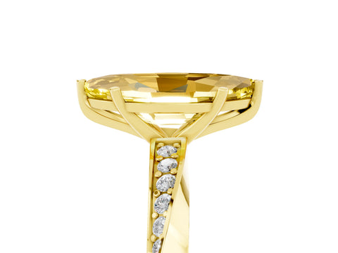 Yellow gold Marquise Cut Yellow Sapphire Engagement Ring with Side Stone Accents and Four-Prong Setting_56