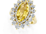 Yellow gold Marquise Cut Yellow Sapphire Floral Double Halo Engagement Ring with Prong Setting_61