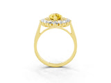 Yellow gold Marquise Cut Yellow Sapphire Floral Double Halo Engagement Ring with Prong Setting_63