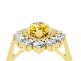 Yellow gold Marquise Cut Yellow Sapphire Floral Double Halo Engagement Ring with Prong Setting_64