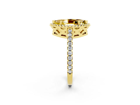 Yellow gold Marquise Cut Yellow Sapphire Halo Engagement Ring with Pavé Band and Prong Setting_14
