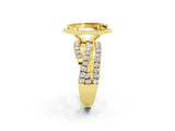 Yellow gold Marquise Cut Yellow Sapphire Halo Ring with Round Split Shank and Prong Setting_66