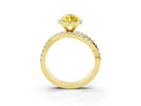 Yellow gold Marquise Cut Yellow Sapphire Halo Ring with Round Split Shank and Prong Setting_67